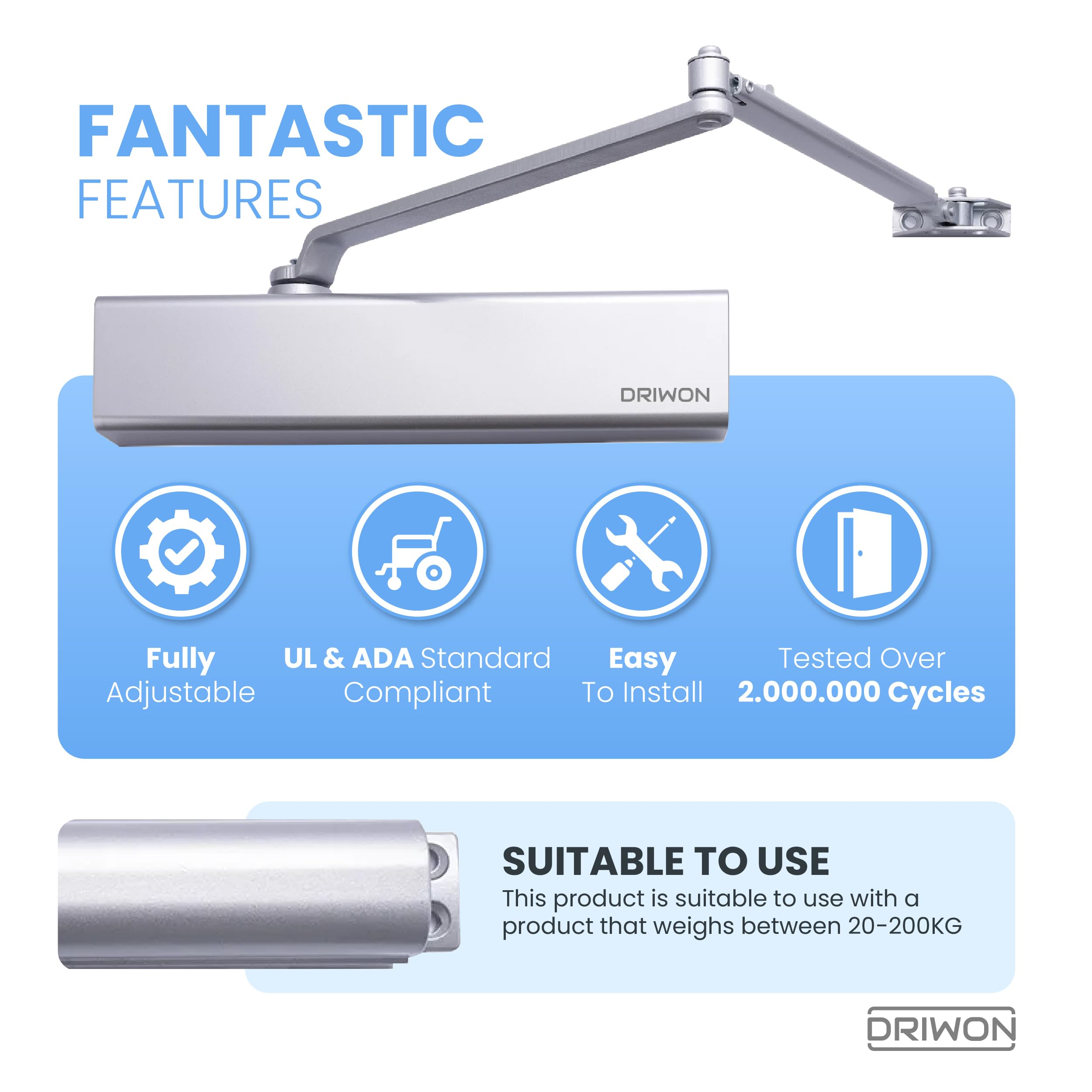 Heavy Duty Commercial Door Closer DRIWON DN-8220 - View #14