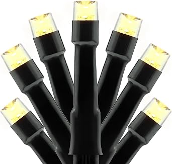 YULETIME 300 Warm White String Lights, 100 ft 8 Models Black Wire 5mm LED | Wide Angle Bulbs, Safe 29V Adapter, Multimode Lighting, Connectable, 100 Total Length, 1-Strand 300 Lights, 4" Spacing