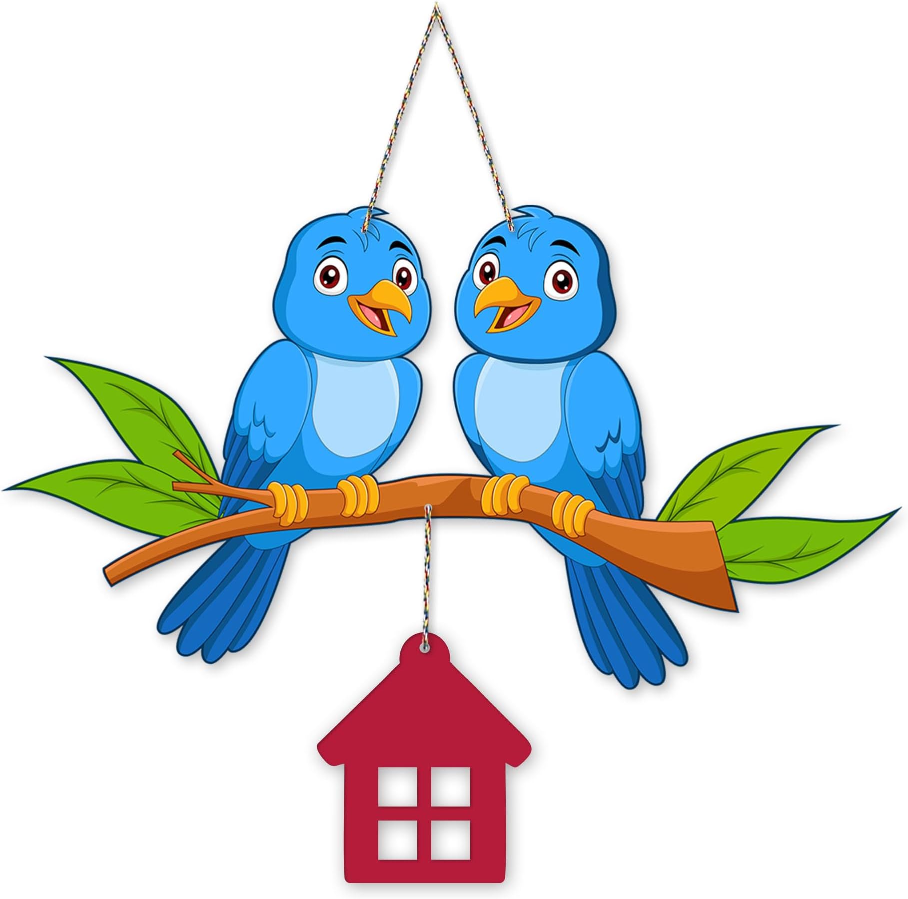 Artvibes Cute Pair of Birds Wooden Wall Hanging for Home Decoration | Garden Balcony | Office | Cafe | Decorative Door Hanging | Festive Decor Art Items (WH_9109N), Pack of 1