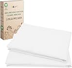 California Design Den 100% Organic Cotton Pillow Cases Queen/Standard Set of 2, Soft & Cooling Percale Weave Cotton Pillowcases (Bright White)