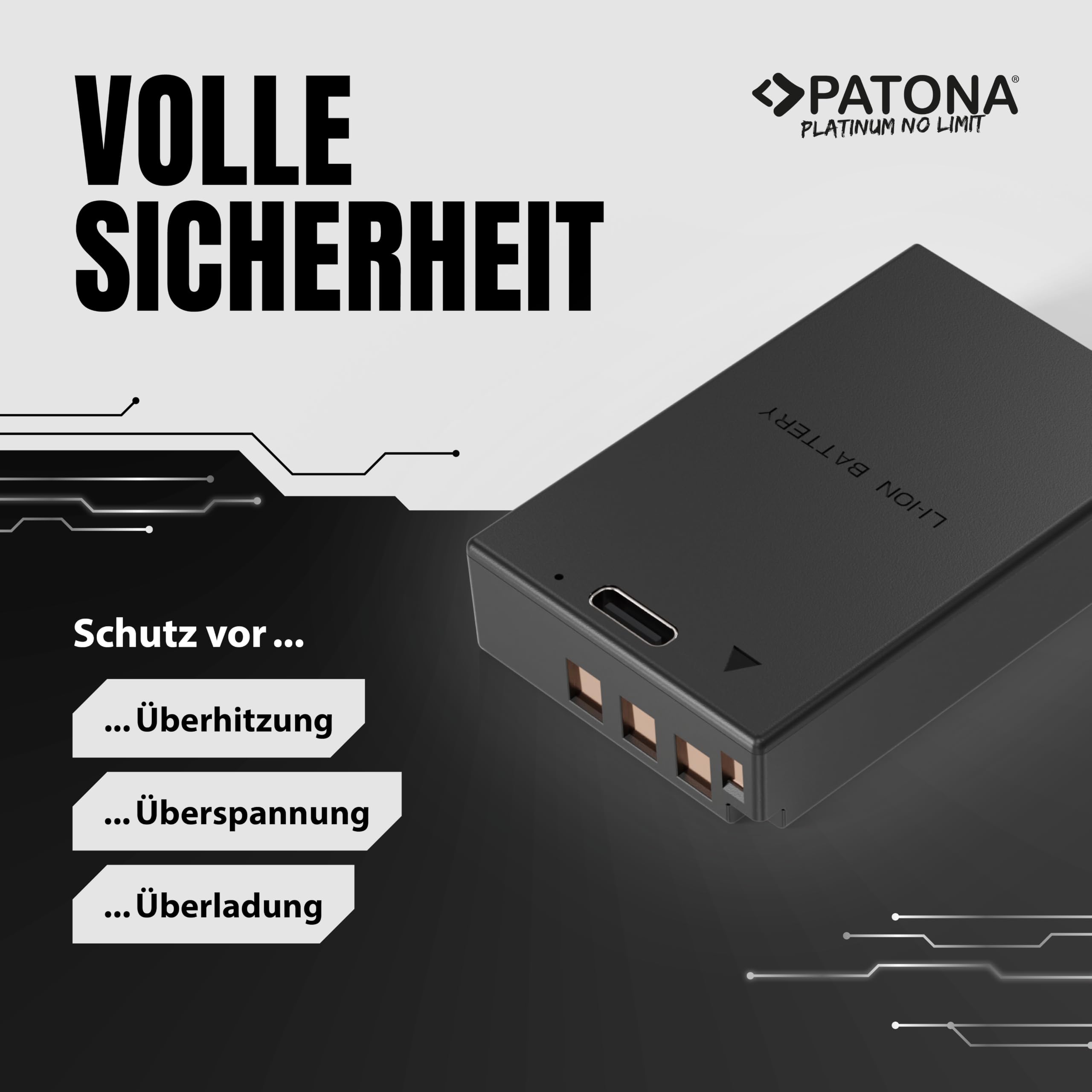 PATONA USB-C Platinum Akku Ersatz für Olympus BLS-5 BLS-50 Battery 1050mAh | Ersatzakku für E‑450 OM-D E-M10 Mark II III IV Pen E-P3 E-PL2-E-PL9 Pen PM1 PM2 Stylus 1– direkt am Akku Laden