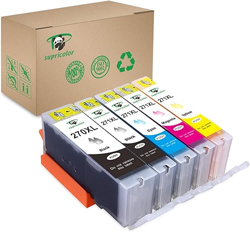 PGI-270XL CLI-271XL Cartucho de tinta, repuesto para Canon PGI 270 CLI 271 5 colores (1BK, 1PB, 1C, 1M, 1Y) Uso con Canon TS9020 PIXMA MG6820 MG6821