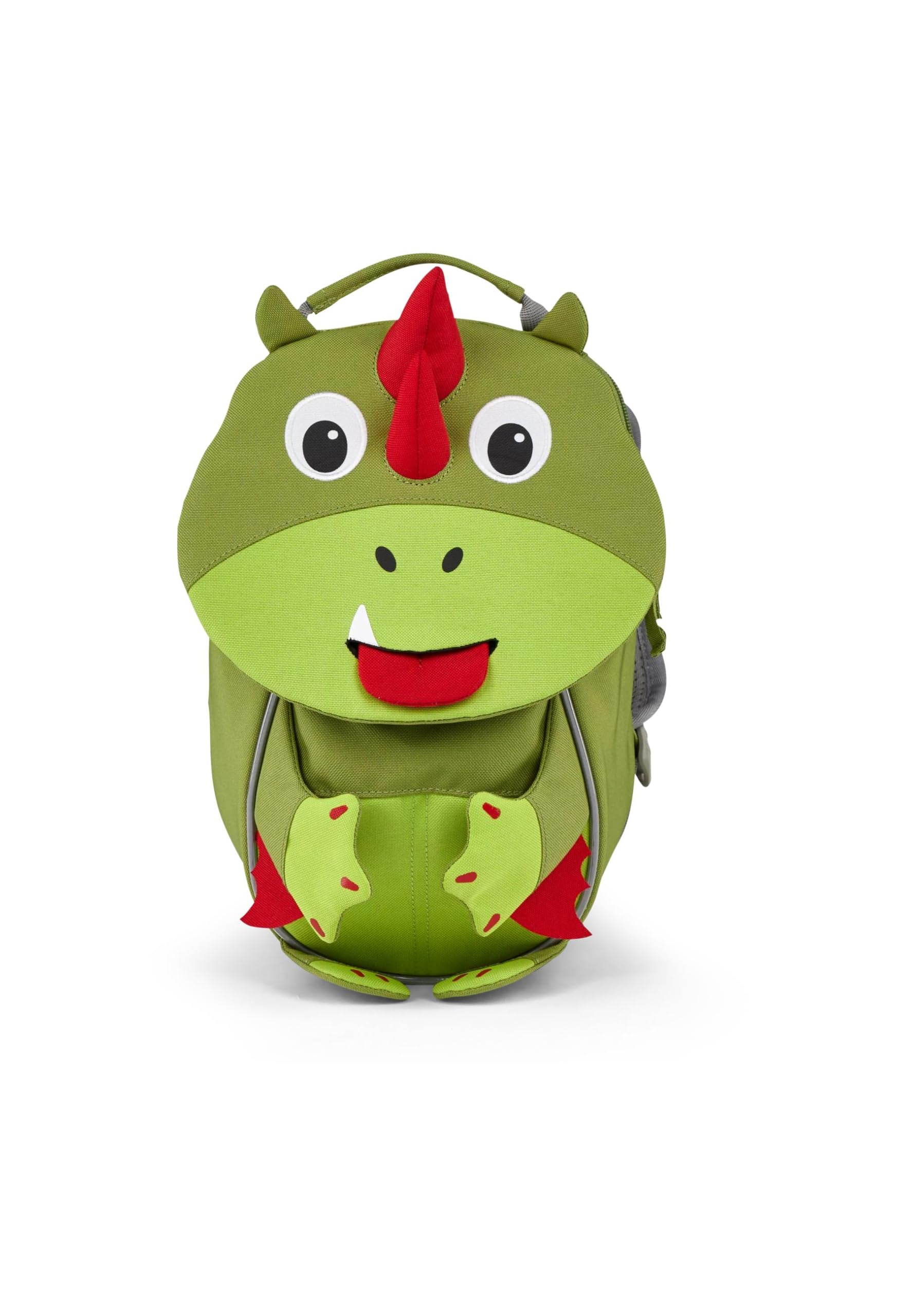 Affenzahn Kinderrucksack Kleiner Freund Drache - Grün | Ergonomischer Kindergarten-Rucksack für Kinder von 1 bis 3 Jahren mit Reflektoren, Ziehzunge und Namensschild