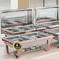 Vista 22 de IMACONE Juego de 6 Platos Calentadores de Buffet, Calentadores Rectangulares de Acero Inoxidable de 8QT y Conjuntos Calentadores de Buffet