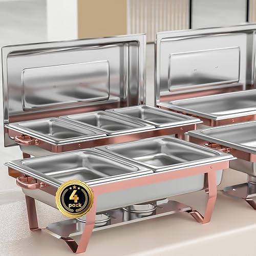 Miniatura 23 de IMACONE Juegos de Recipientes Calentadores de Buffet (Chafing Dish) de 2 Piezas, 8 Cuartos de Galón de Acero Inoxidable Rectangulares Chafers