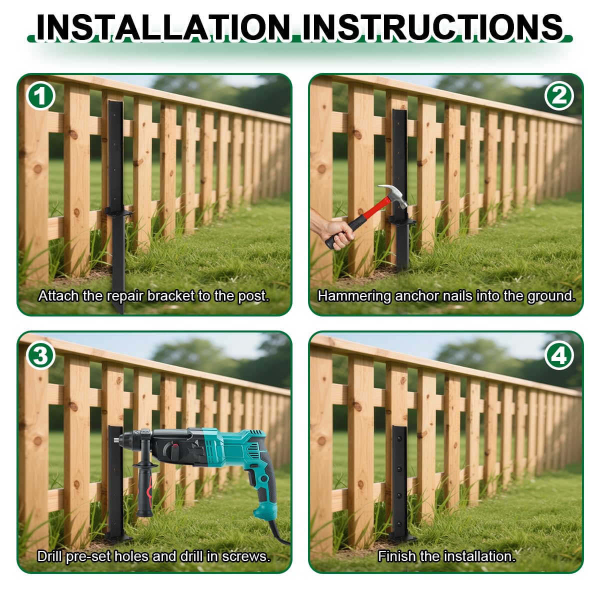 2 Piece Fence Post Repair,Heavy-Duty Steel Fence - View #10