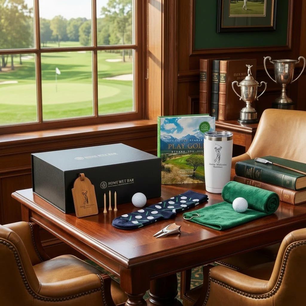 HomeWetBar St. Andrews Golf Gift Basket - Golf Accessories for Men, Perfect Golf Kit for Golf Lovers