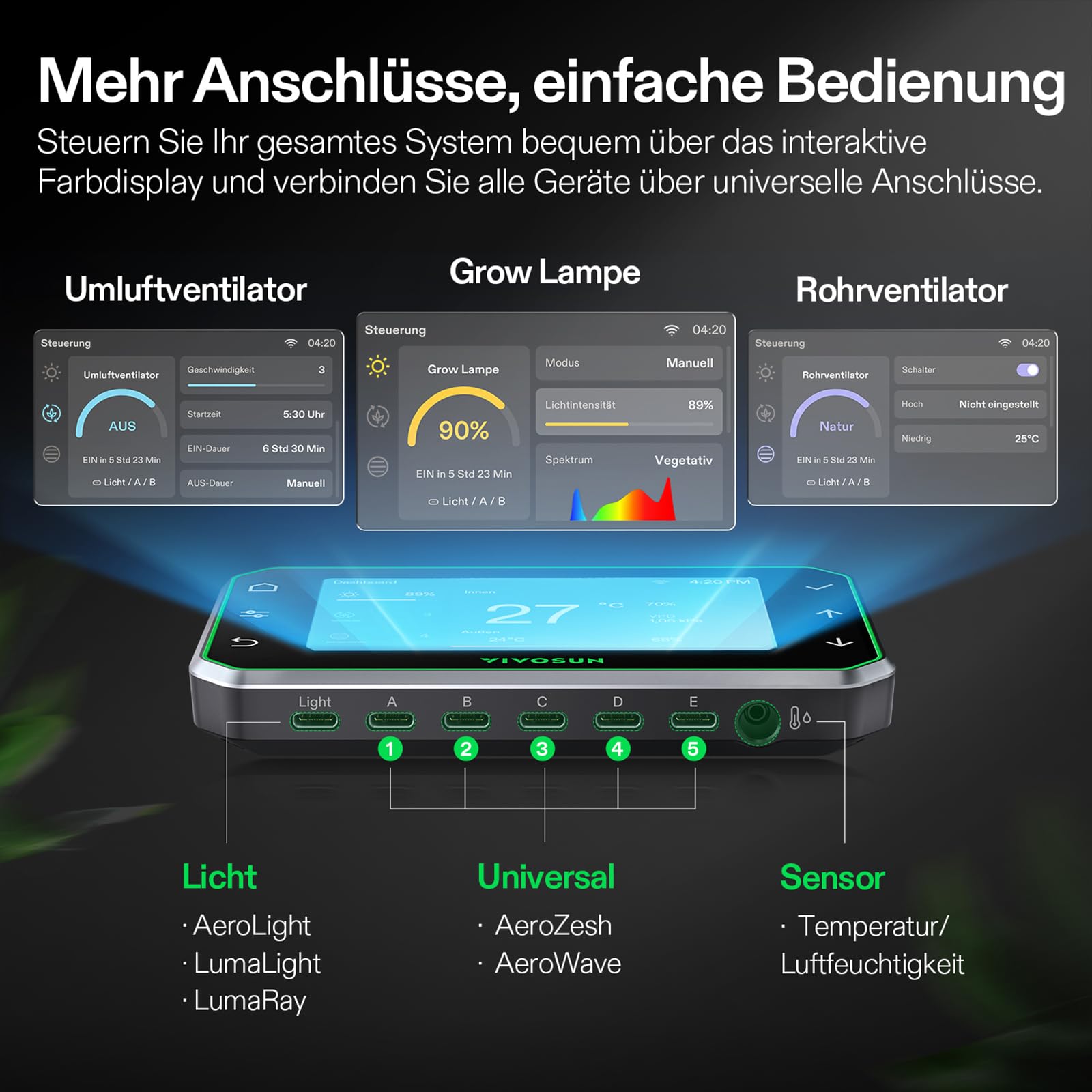 VIVOSUN Smart Growzelt Komplettset 90x90x180cm, WLAN-integriertes automatisches Grow-System mit 200W Vollspektrum-LED-Pflanzenlampe und effizientem Belüftungssystem mit GrowHub E42A+ Controller