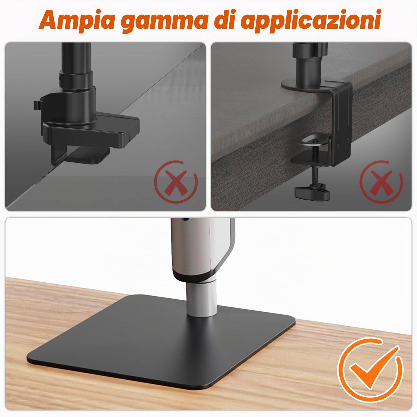 PUTORSEN Supporto per monitor indipendente per schermo da 17 a 49 pollici fino a 18 kg, ultra ampio supporto per monitor 1 monitor, regolabile in altezza, inclinabile, VESA 75/100 mm