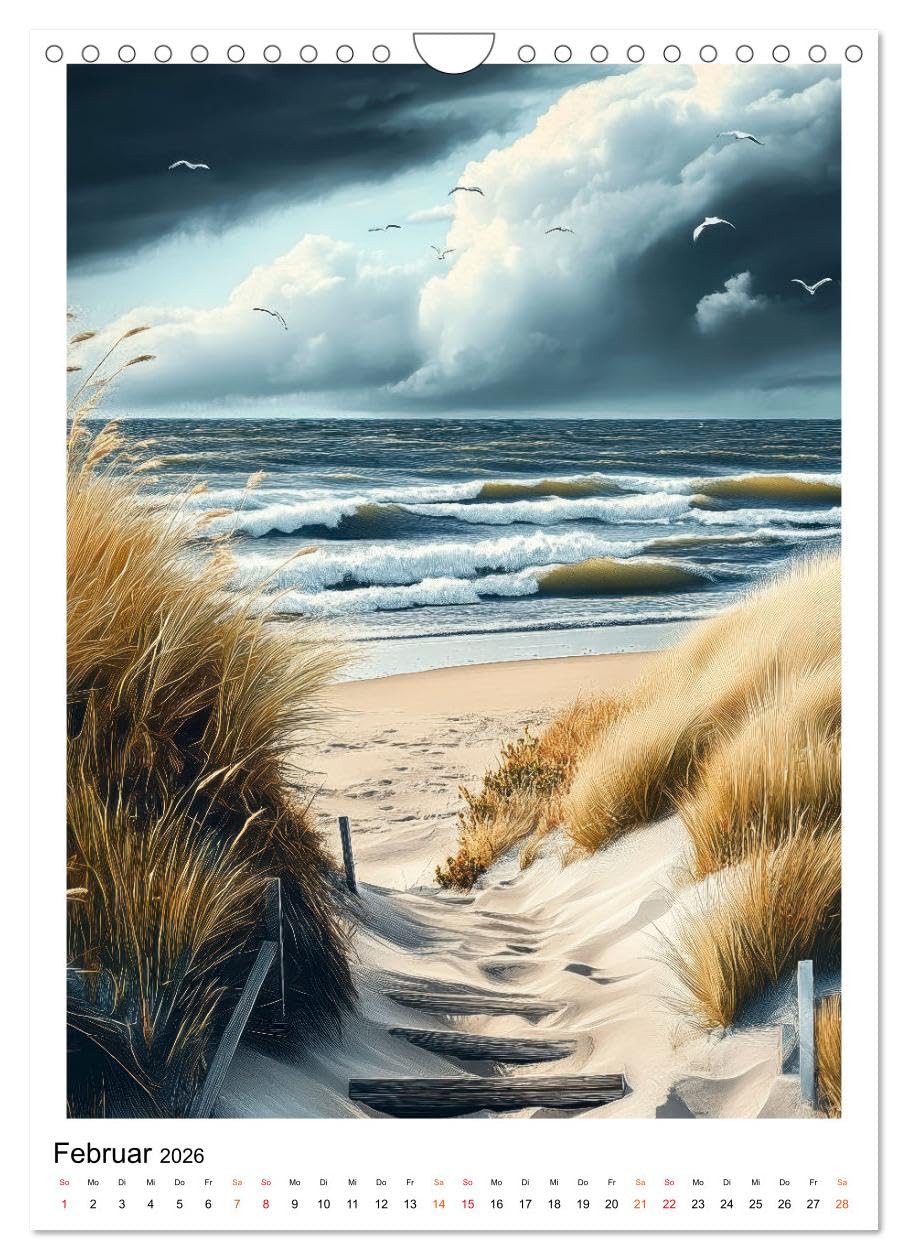 Dänemark - Wellen, Wind, Lebensgefühl (Wandkalender 2026 DIN A4 hoch), CALVENDO Monatskalender: Dänemarks Küsten - malerisch und hyggligt. (CALVENDO Natur)