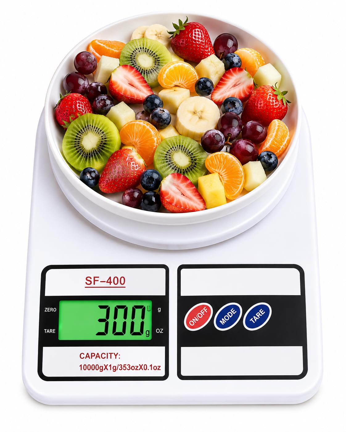 SF-400 Digital Kitchen Scale, White, 10000g Capacity, LCD Display, with Tare Function-image-13