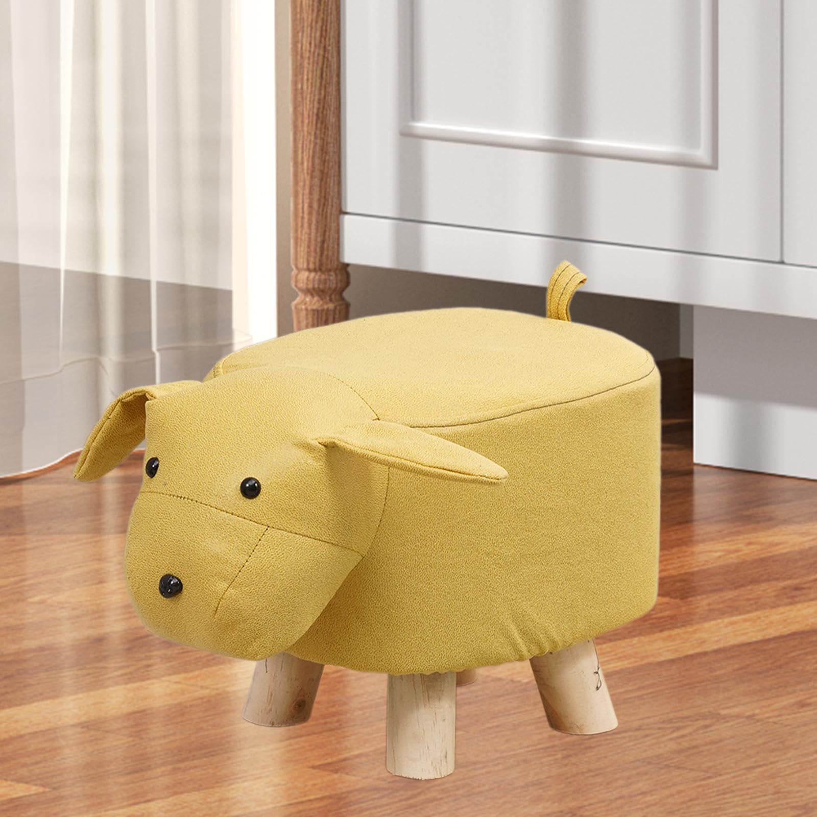 Kinder Fußhocker, Tierisches Design, Bequemer Sitz für Kinderzimmer, Gelber Hund