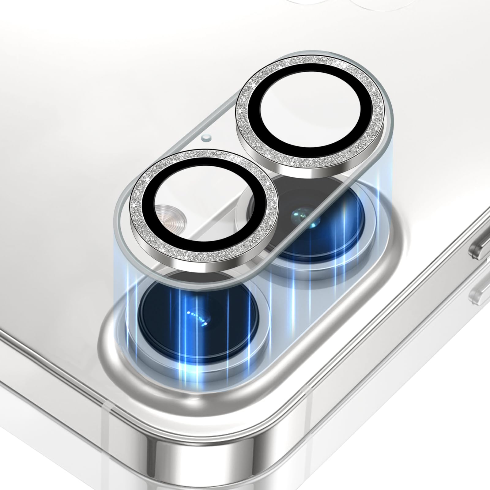 Pellicola Protettiva Fotocamera IPhone 16/16 Plus - Vetro Temperato 9H, Design Bling Glitter, Colorato - Foto 5