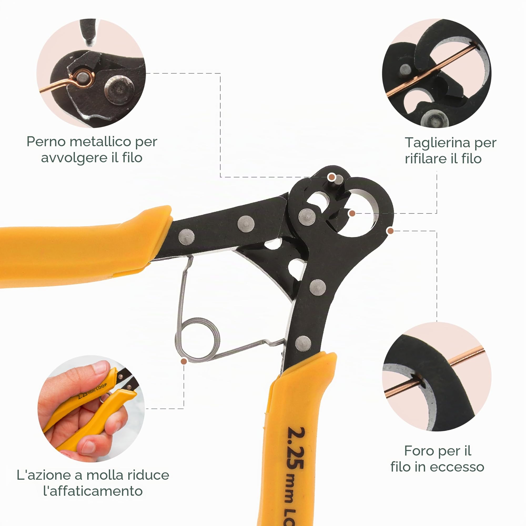The Beadsmith Original One Step Looper: crea e rifinisci anelli uniformi da 2,25 mm per la creazione di gioielli, utilizzabile con filo da artigianato da 24-18 g (brevettato)
