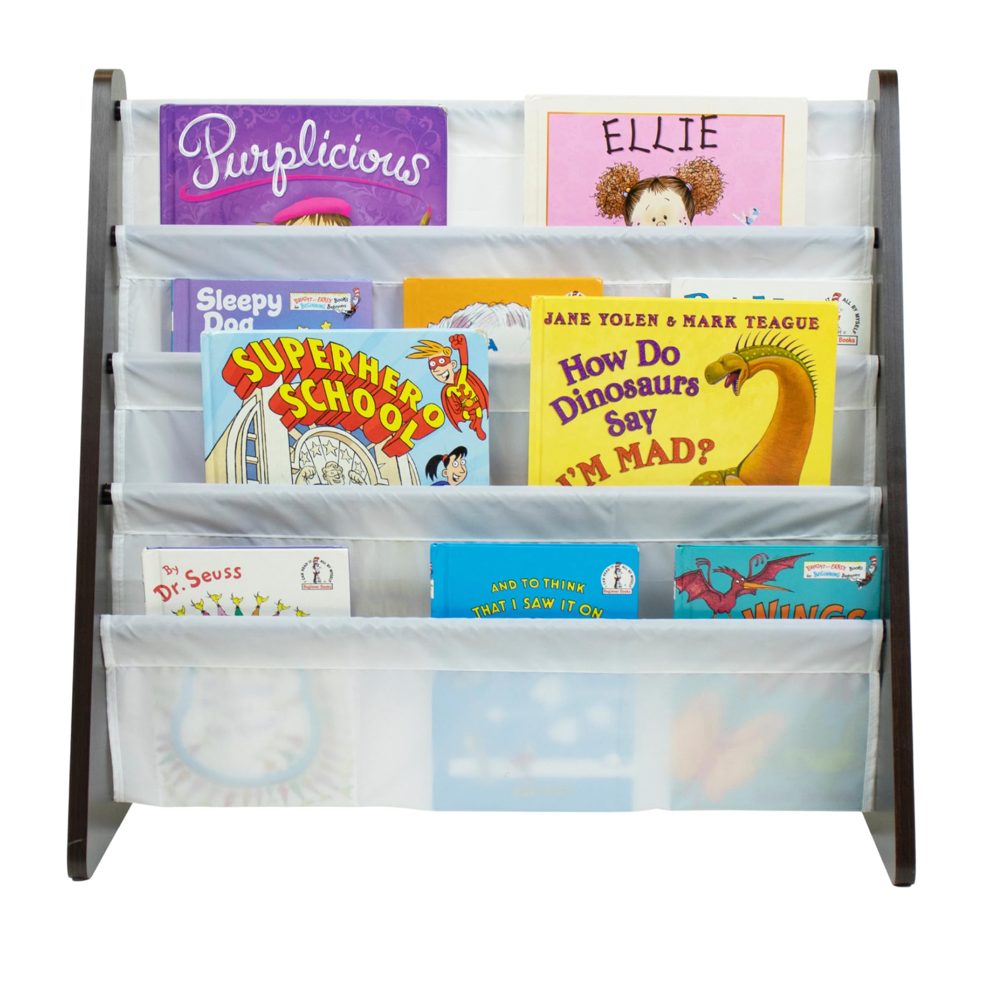 Tot Tutors Kids Book Rack Storage Bookshelf, Espresso/White (Espresso Collection)-image-20