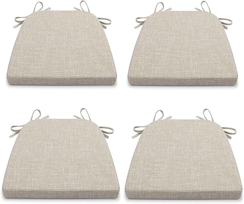 Miniatura 1 de Shinnwa Juego de 4 cojines rojos para sillas de cocina con lazos, cojines de asiento acolchados de espuma de alta densidad para sillas de