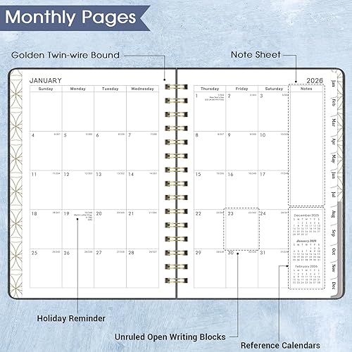 Miniatura 5 de Agenda 2026 - Agenda semanal y mensual 2026 con 12 pestañas mensuales, enero 2026 a diciembre 2026, 6.3 x 8.4 pulgadas, tapa dura flexible, papel