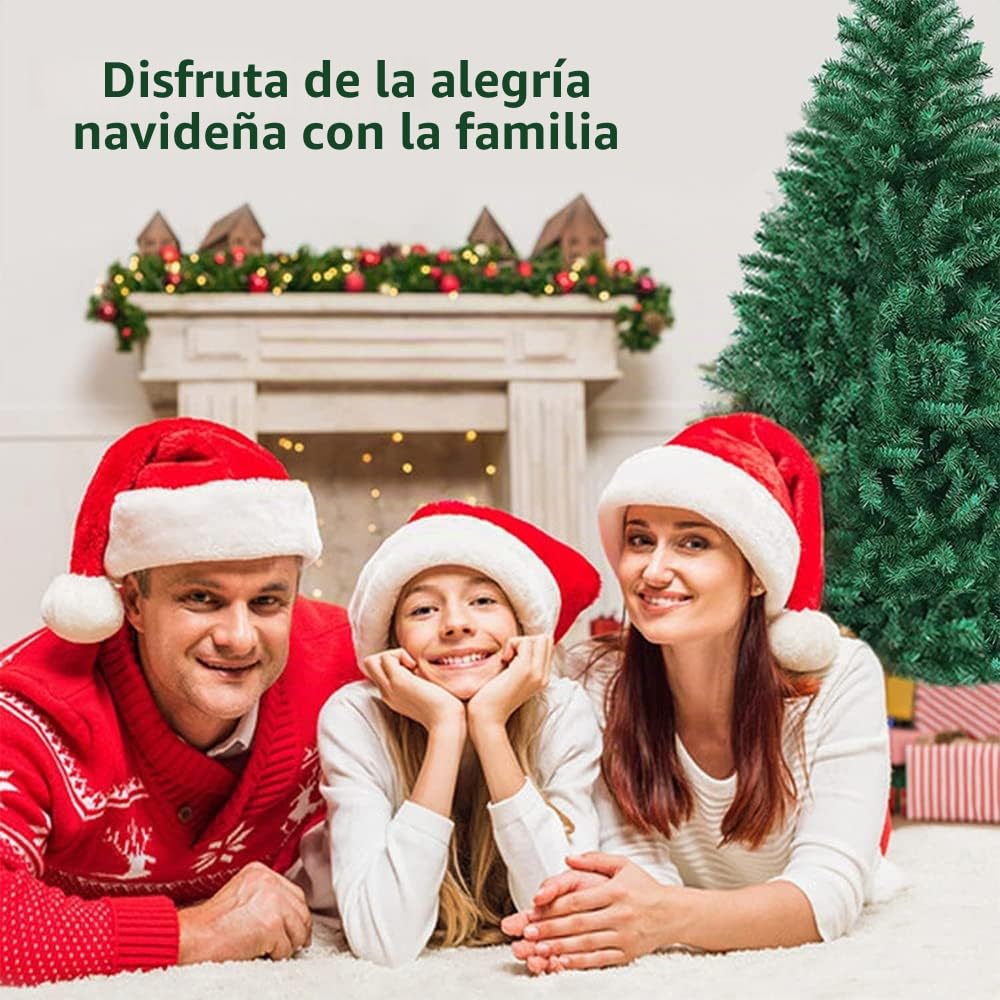 Árbol de Navidad Artificial Verde, 180cm, decoración de Navidad inflameable,Árbol de Navidad Frondoso con sporte metálico (1.8M800-verde)