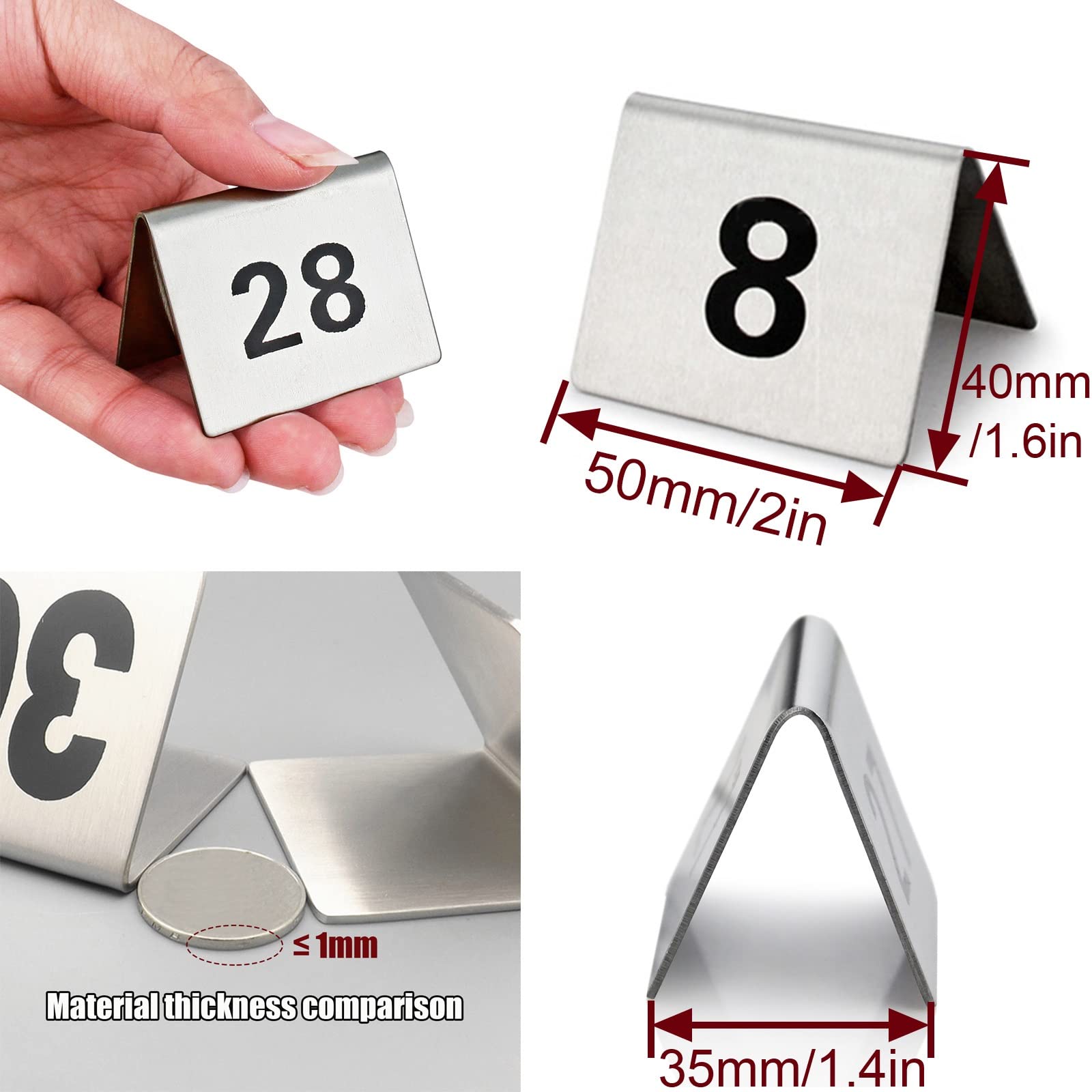 WORDFUN Carteles Reservado Metálicos Placa De Número De Mesa De Restaurante Números 1-50 1-100 Pizarra De Signos para Decoración De Restaurante, Panadería, Cafeterías, Suministros