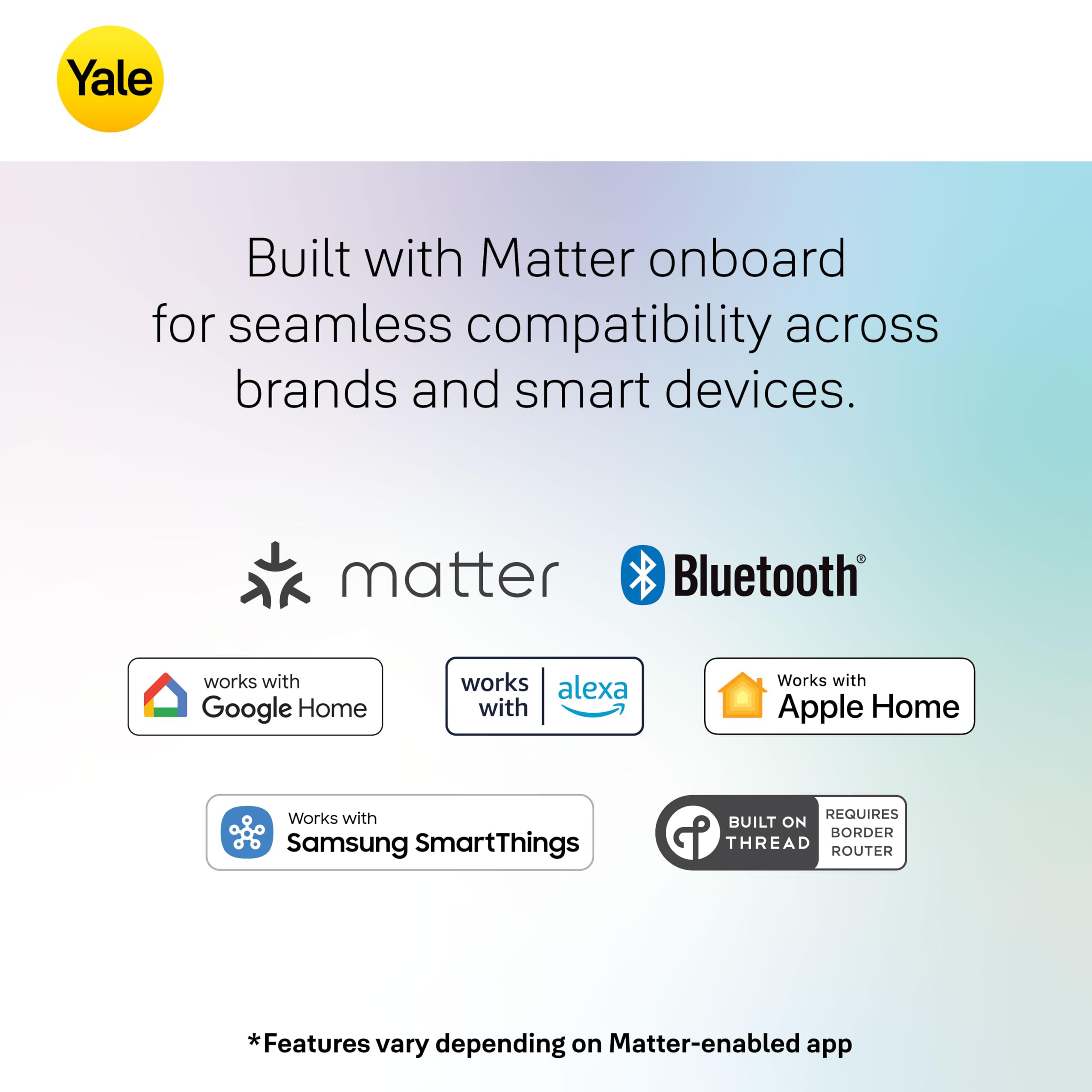 Yale Matte Black Keyed Deadbolt Smart Lock with Google Matter, YRD510-MT1-BLK