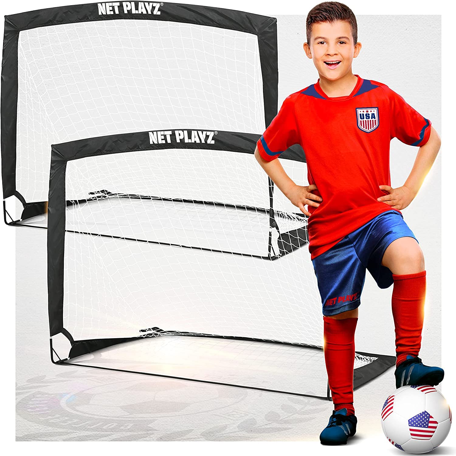 Photo 1 of *Used*Soccer Goals Soccer Net, Pop-up Football Goals, Portable 4'x3'ft, Kids Youth & Teens Backyard Games, Practice & Training 4'x3' Pair