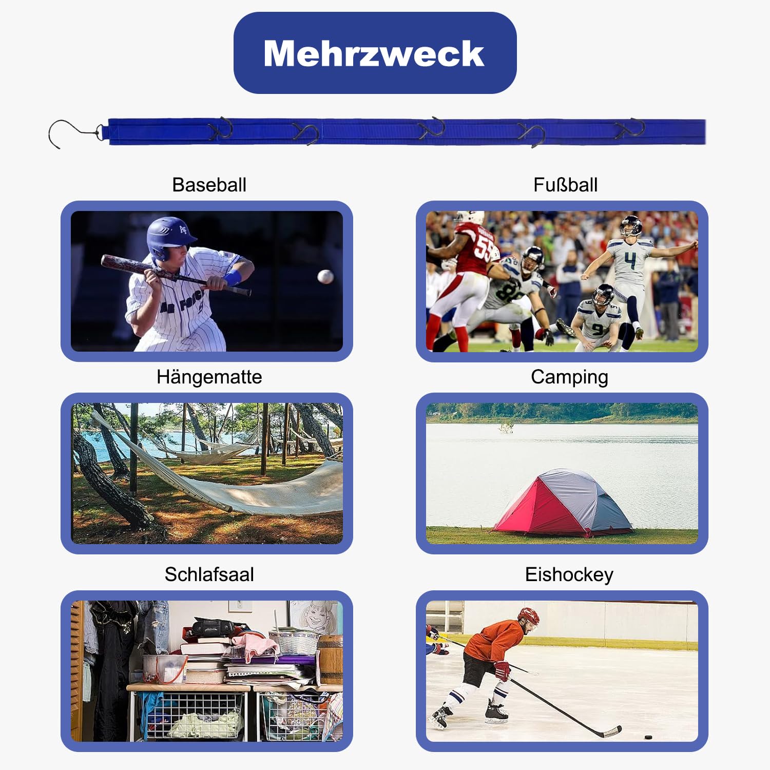 Étendoir pour Équipement de Hockey, Support de Séchage de Hockey, Bleu Cintre Portable de Hockey à 5 Crochets, Étendoir Hockey pour Casque, Gants, Écharpes, Ceintures, Vêtements, Sacs à Main