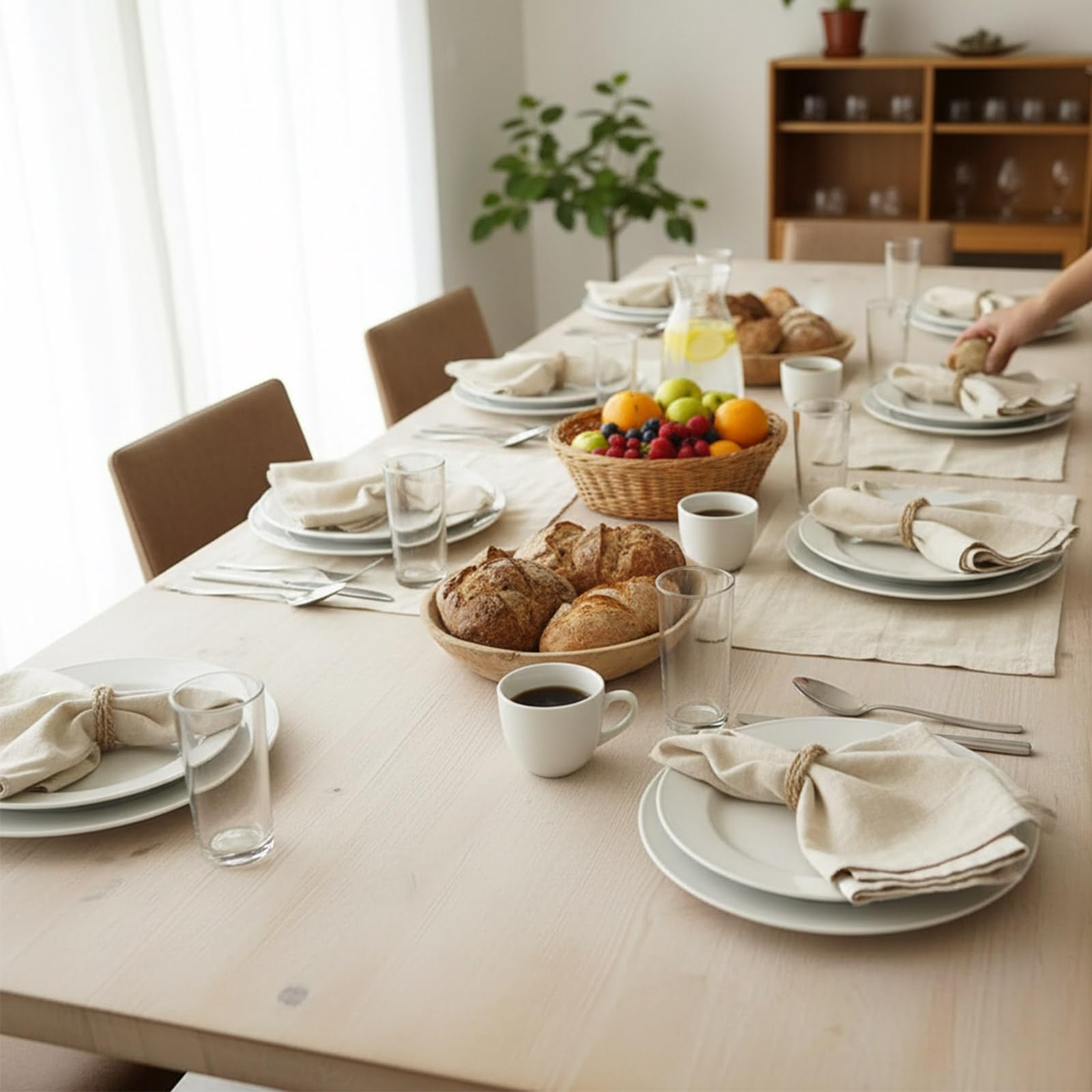Tovaglioli da Tavola in Lino Cotone 40 x 40 cm 30 Pezzi | Assorbenti e ad Asciugatura Rapida, Lavabili, Pieghevoli per Posate, per Hotel Matrimoni Ristoranti