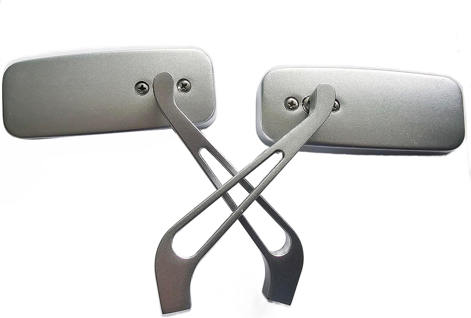 One Pair Small SilverRectangle Motorcycle Mirrors Compatible for 2020 Suzuki Burgman 200 UH200A ABS, MR12C-2020Burgman200UH200AABS