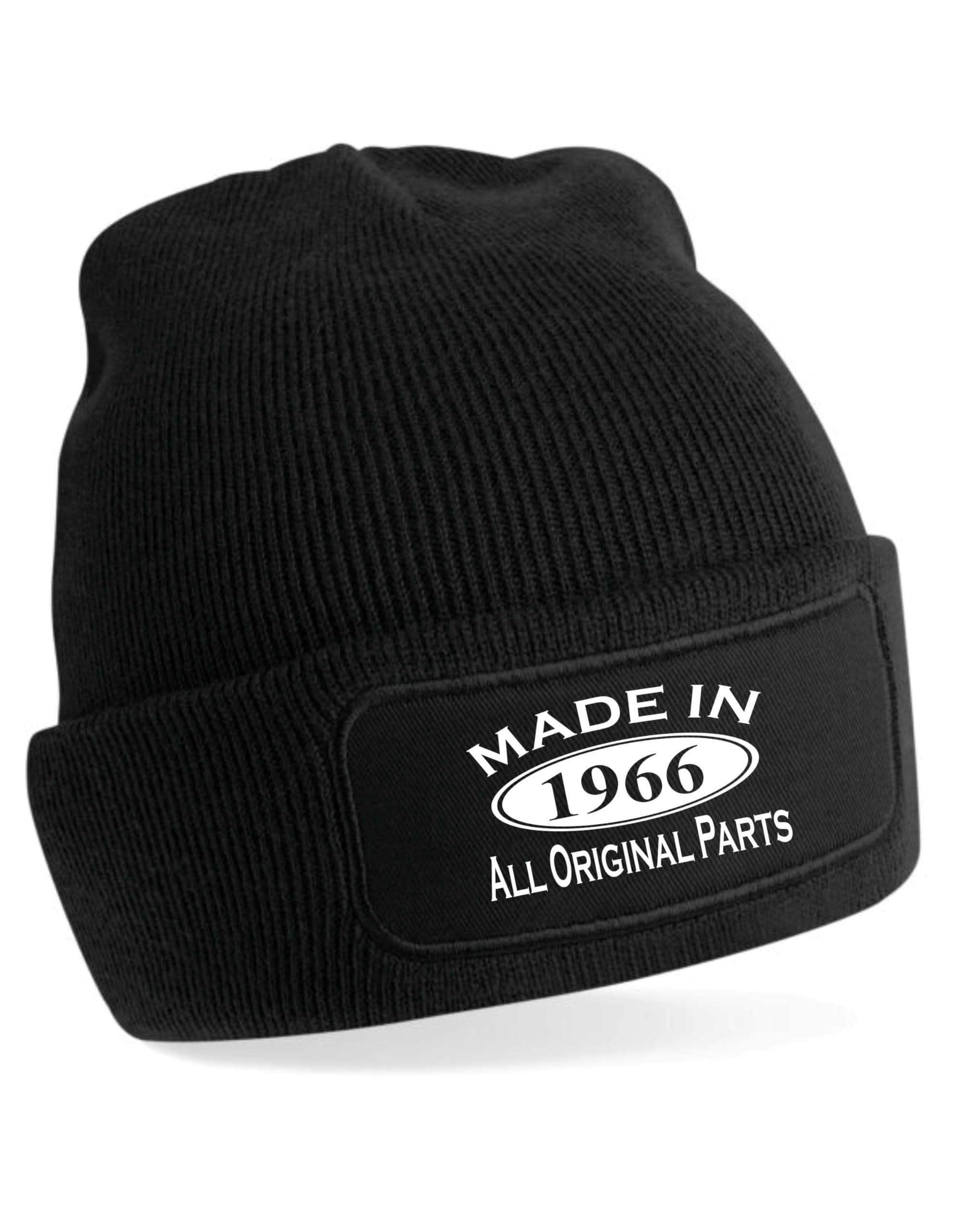 Print4u Women's Black Made In 1966 Beanie Hat 60Th Birthday Gift Great For Men &