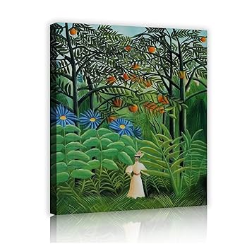 Amazon.co.jp: エキゾチックな森の中を歩くアンリ・ルソーの女性