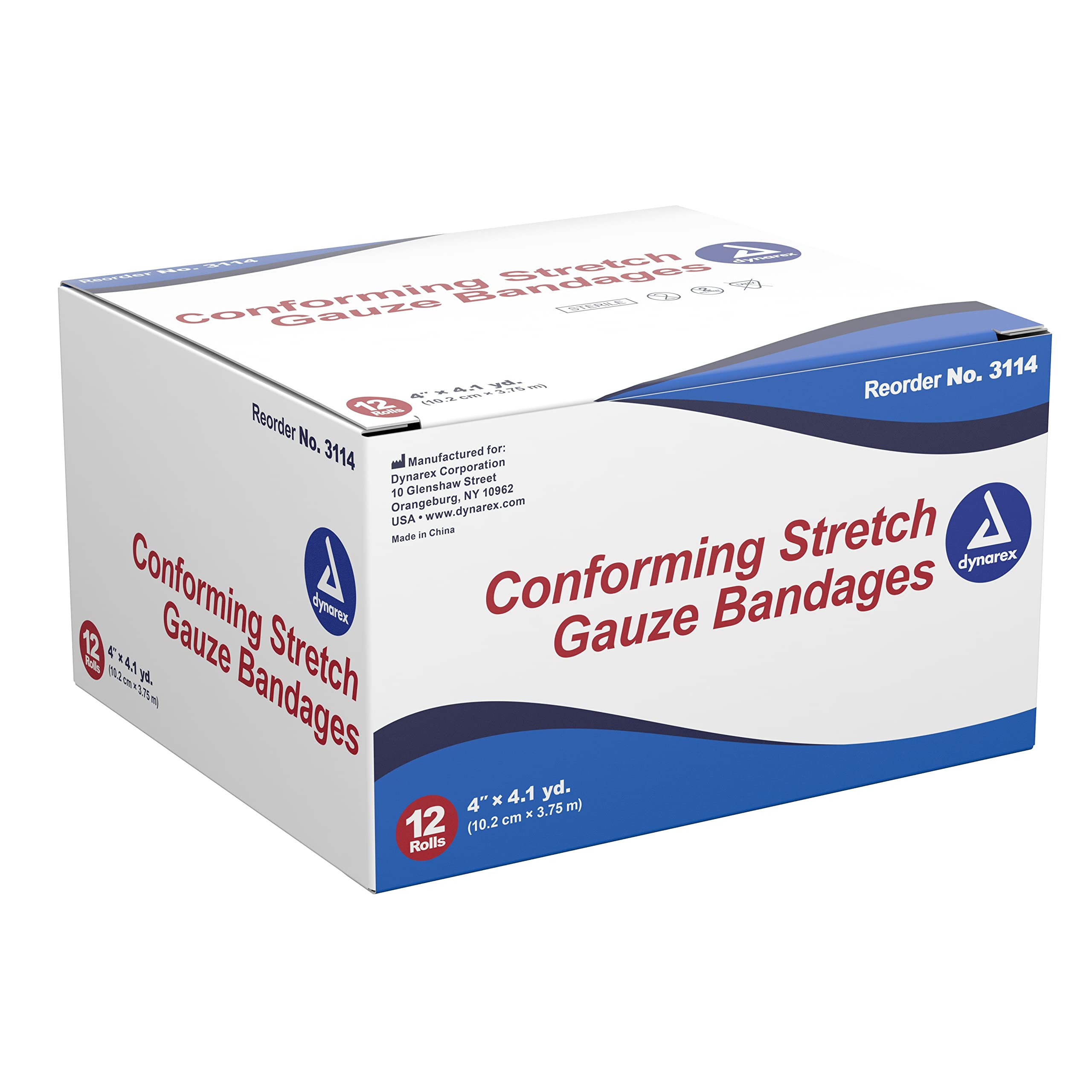 Dynarex Stretch Gauze Bandages, 4" x 4.1 yds, Sterile & Latex-Free, Wound Care in Medical and Home Environments, 1 Box of 12 Dynarex Stretch Gauze Bandages — Amazon image 3