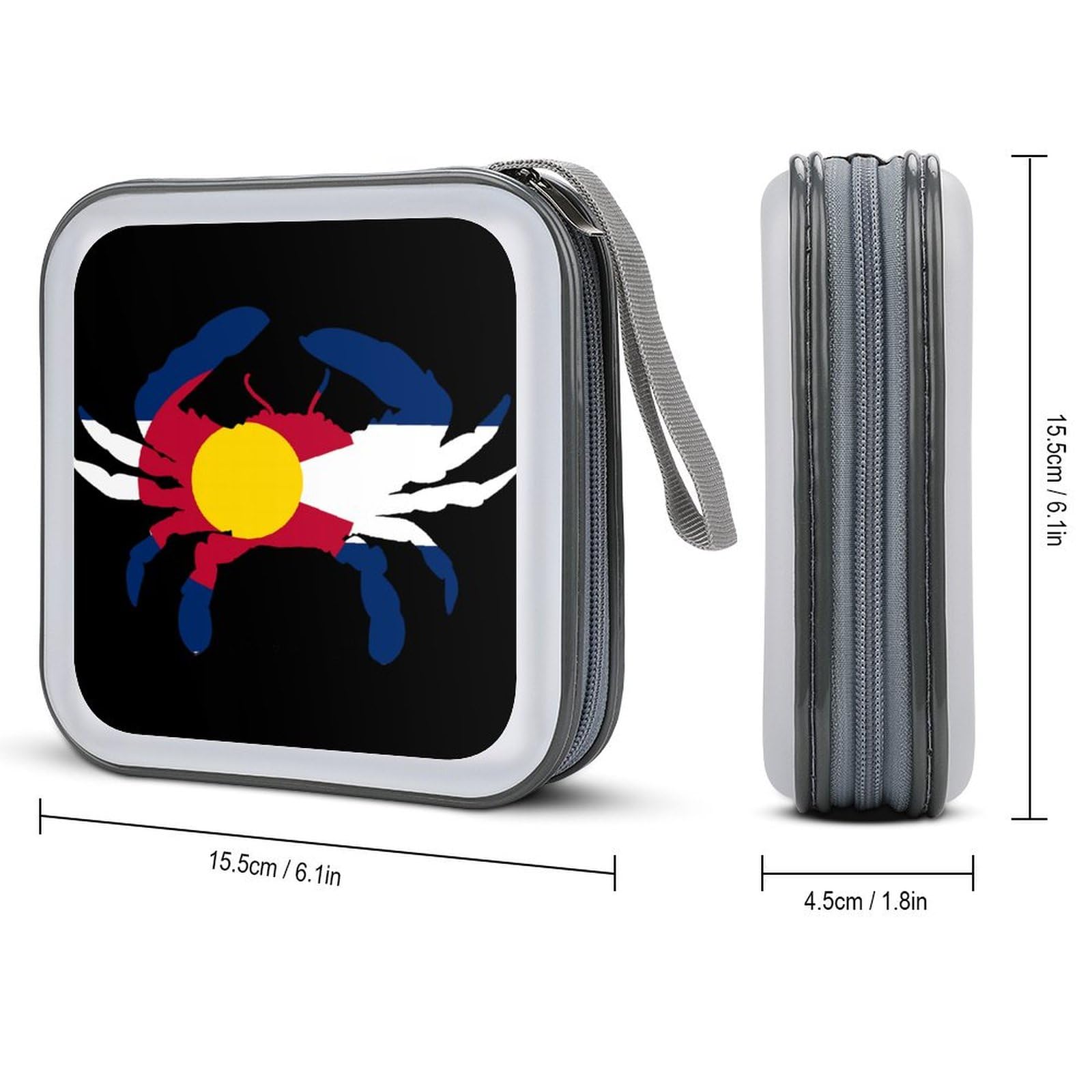 Colorado Flag Crab CD Case Plastic DVD Case Holder Wallet Disc Storage Organizer for Car Travel