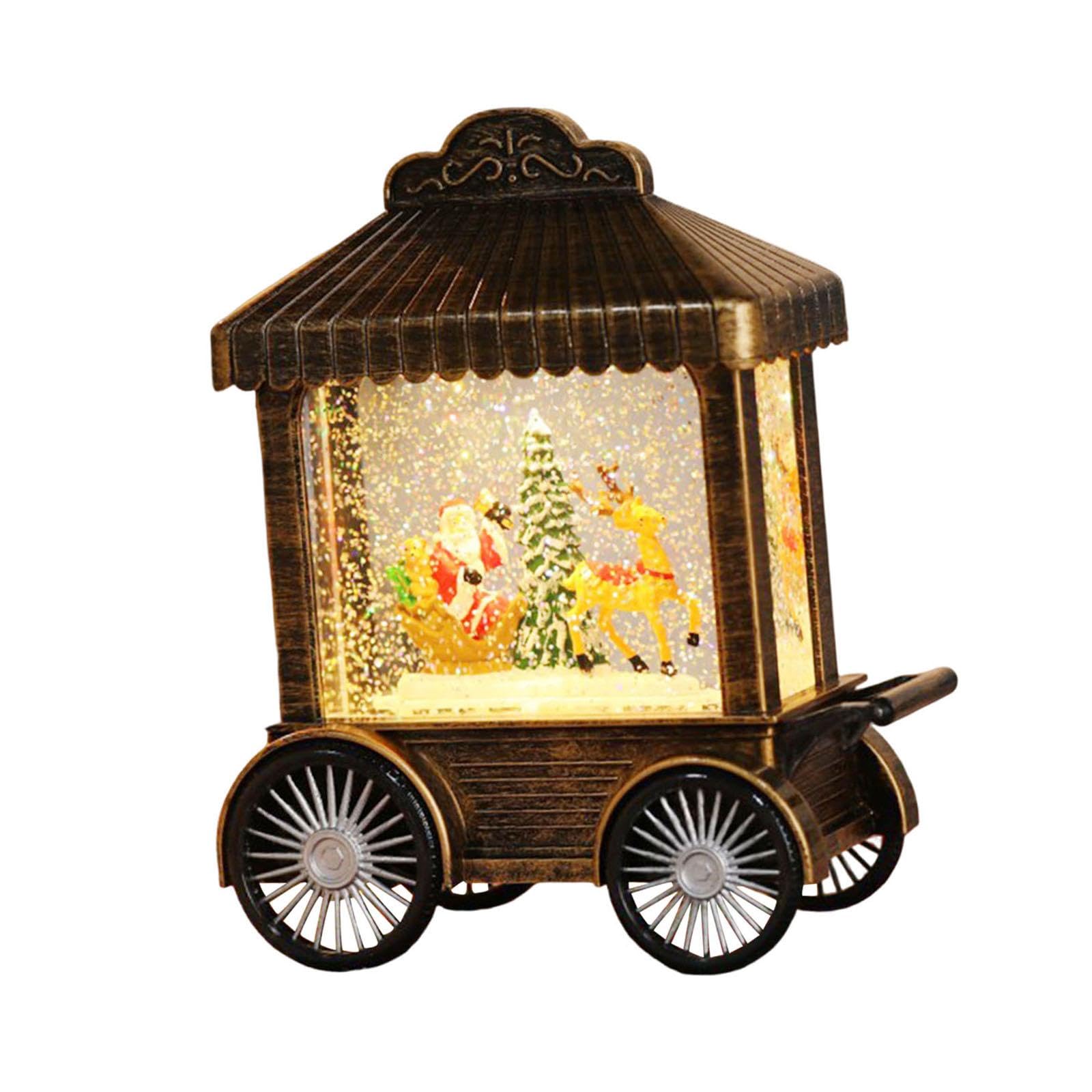 Globo di neve natalizio con musica, ornamento da tavolo glitterato natalizio, carillon natalizio decorativo per centrotavola da festa in casa, Cervo Che Tira Il Carro