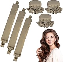 Curls Without Heat, 3-Piece Heatless Curls Set Curlers, Non-Slip Heatless Curls, Heatless Curls Silk Hair Curler for Short, Medium, Long Hair Girls, DIY Overnight Curls Gold Black