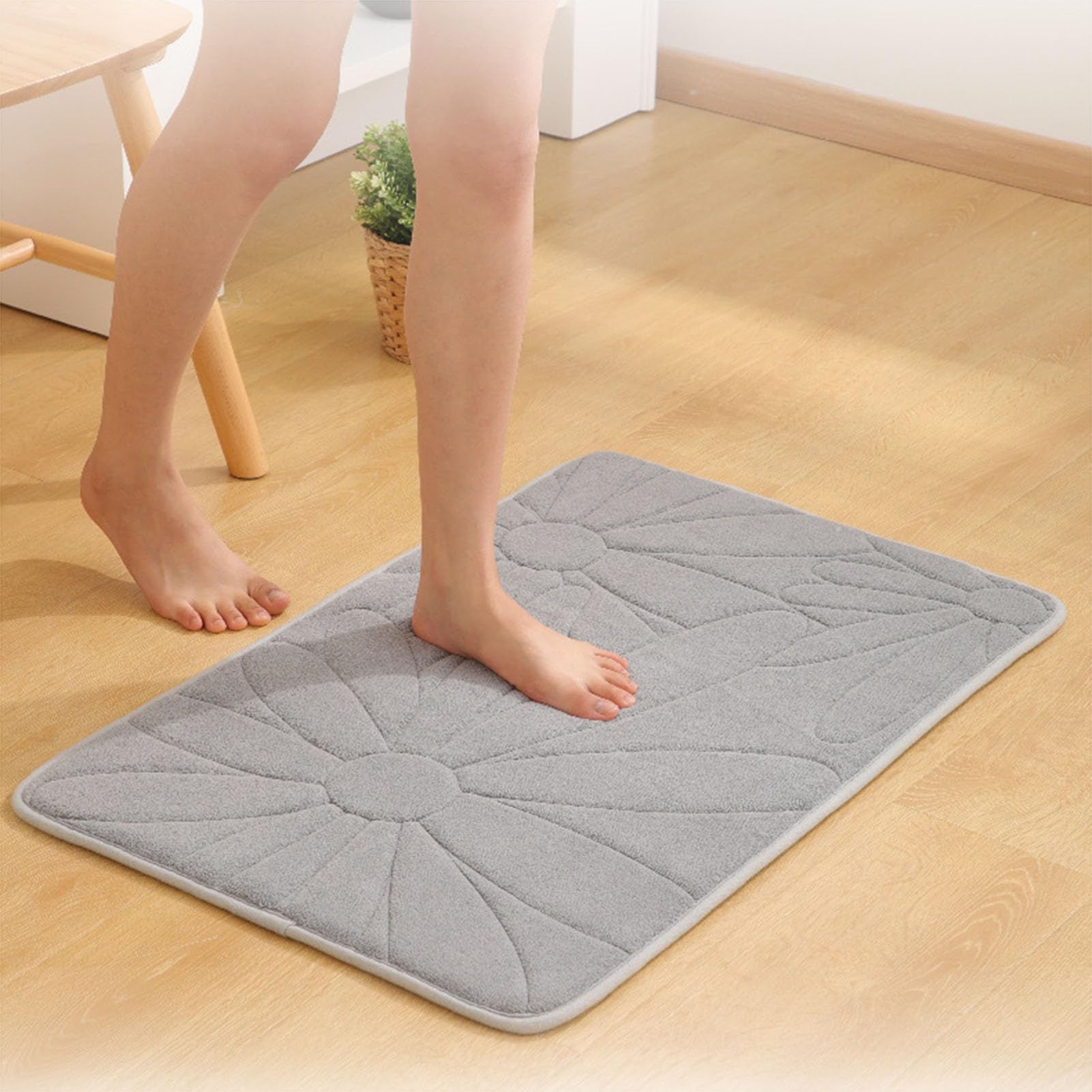 PIKETU Assorbente asciugatura veloce tappeto, decor space tappeto da bagno e doccia, antiscivolo in memory foam tappeto,Nero,50 * 80cm(A)