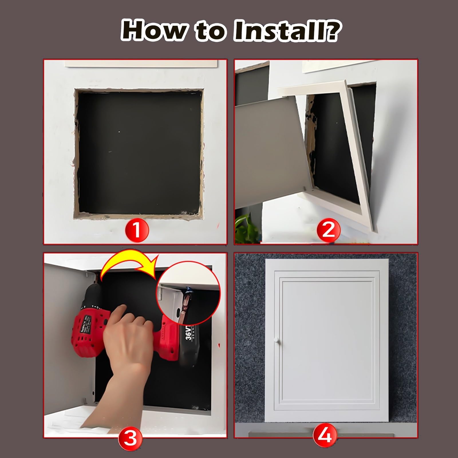 Botola Ispezione Cartongesso Porta di Accesso al Soffitto del Sottotetto, Pannello di Accesso in Metallo, per Sistemi di Condotti Idraulici, Elettrici(45x45cm/17.7x17.7in)