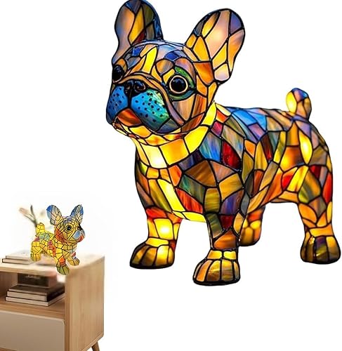 Luz nocturna de mesa de resina teñida retro (Bulldog francés)