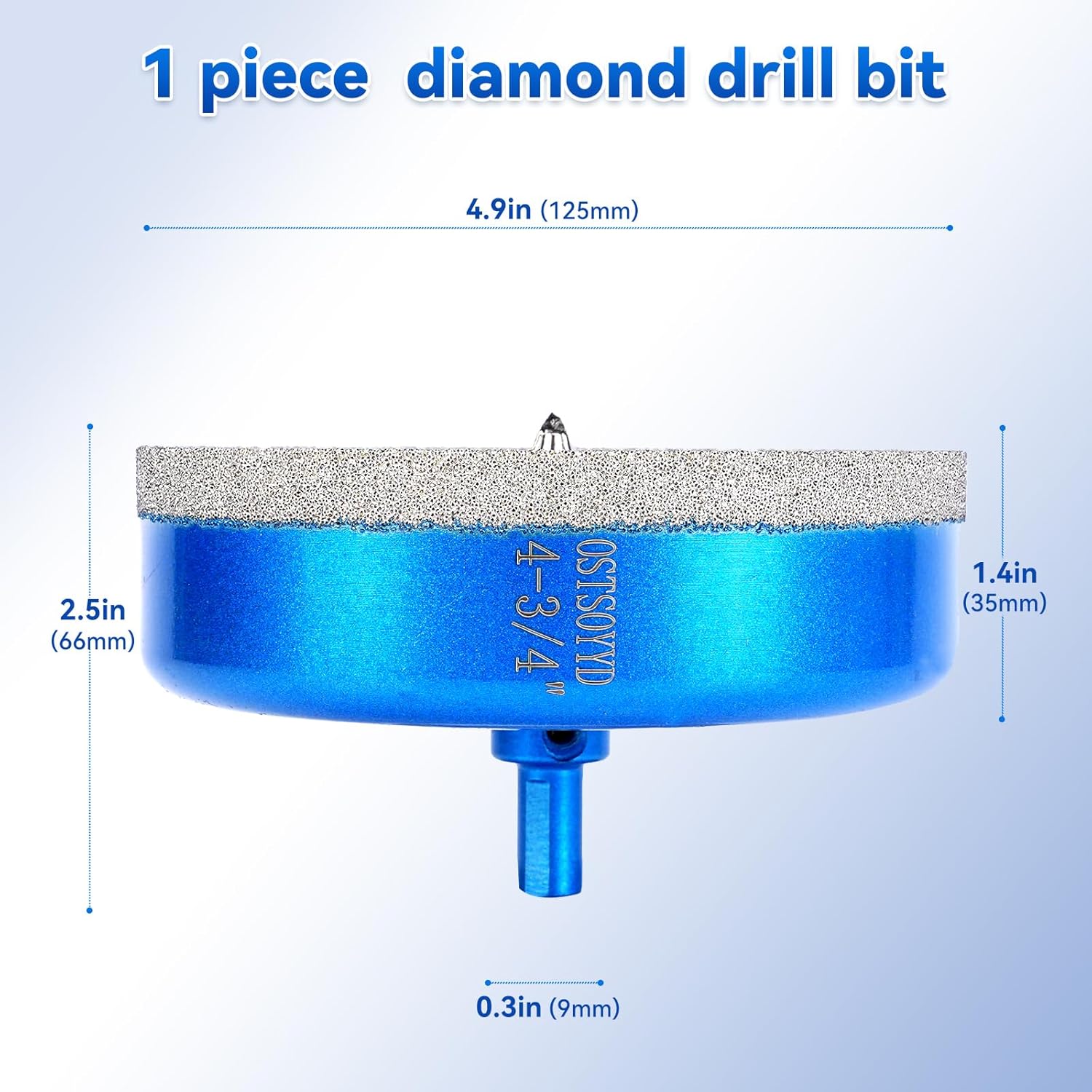Diamond Tipped Hole Saw Set, 5" Diamond Hole Saw Bits with Pilot Drill Bit Accurate Drilling for Porcelain, Tile, Ceramic, Granite, Stone,Glass 125mm