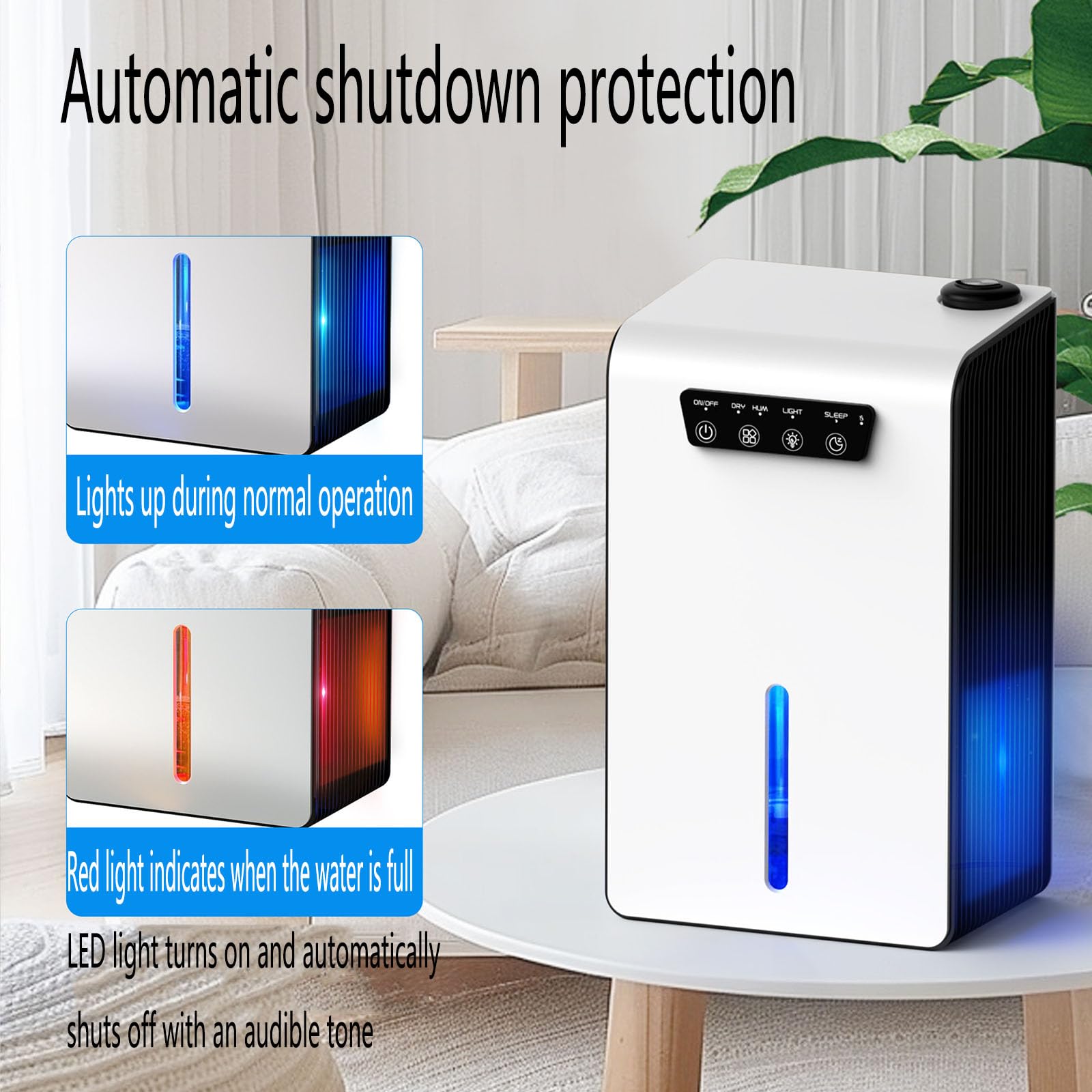 Deumidificatore domestico con serbatoio d'acqua da 3500 ml, display a LED, due modalità di funzionamento, spegnimento automatico