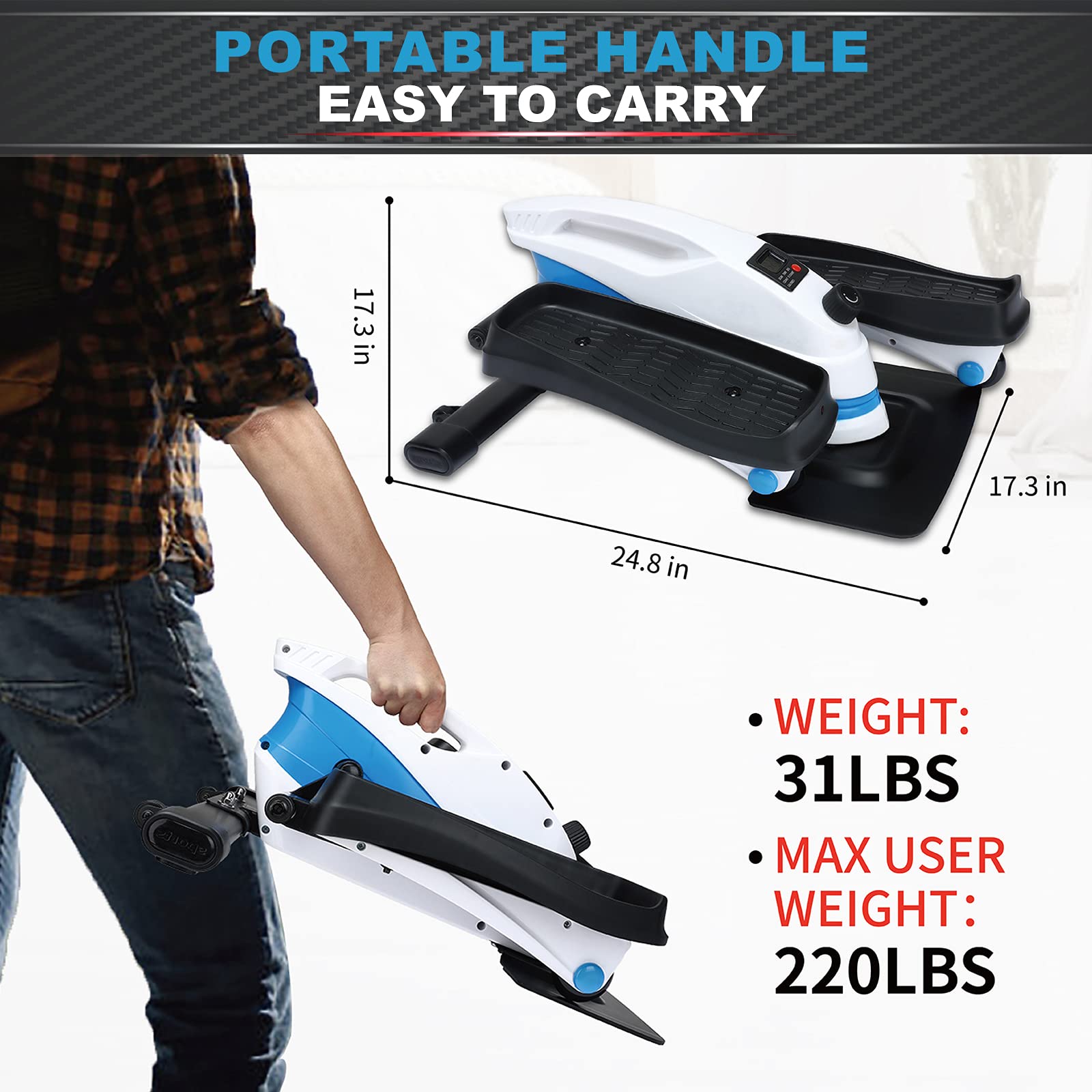 SSPHPPLIE Under Desk Elliptical Machine, Under Desk Bikes Trainer, Mini