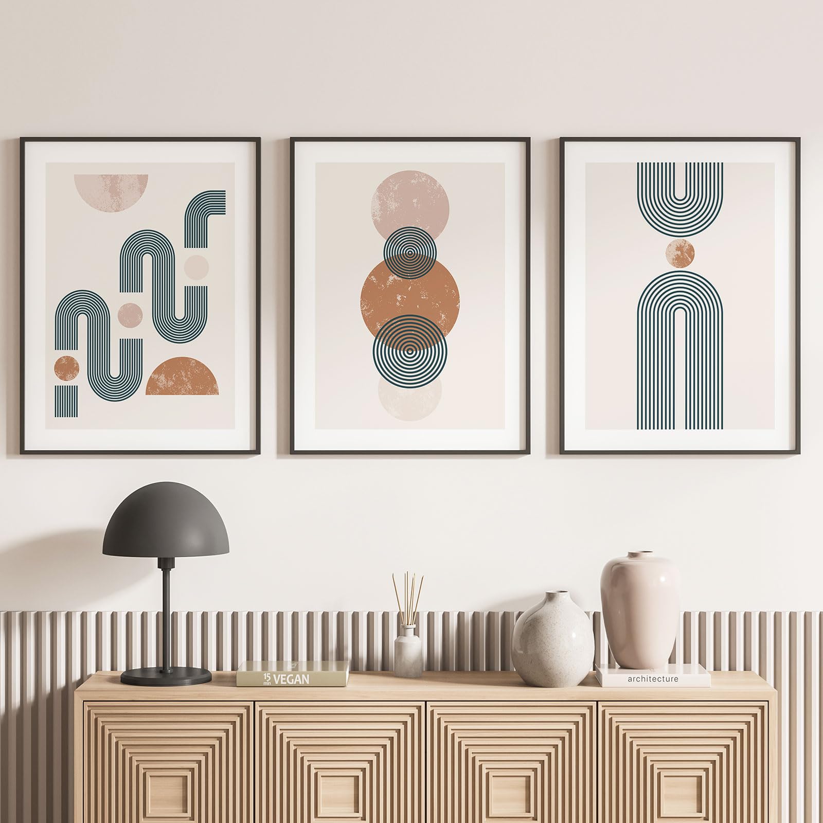 Lumalea - Zestaw 3 plakatów, tryptyk boho, białe obramowanie, 3 plakaty, 50 x 70 cm