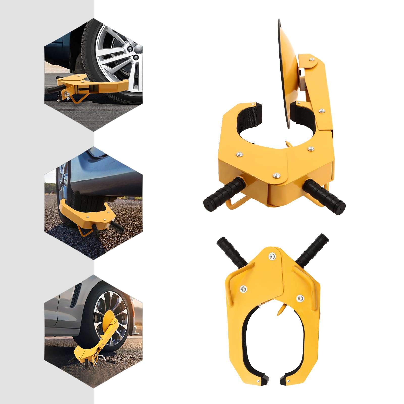 Sabot de roue universel antivol avec serrure de sécurité pour voitures, caravanes, remorques, protection en PVC