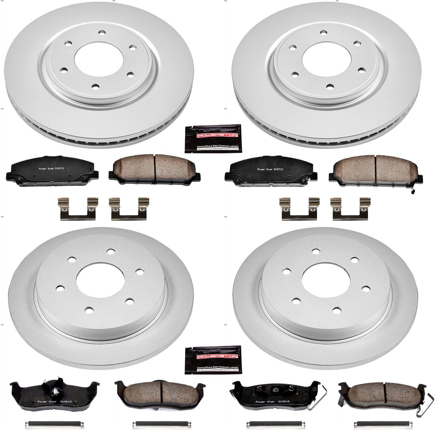 PowerStop Front and Rear Brake Kit For INFINITI QX56 2008-10 |Nissan Armada 2007-11 |TITAN 2008-10 - Fully-Coated Disc Rotors with Z17 Ceramic Brake Pads Replacement, CRK2805