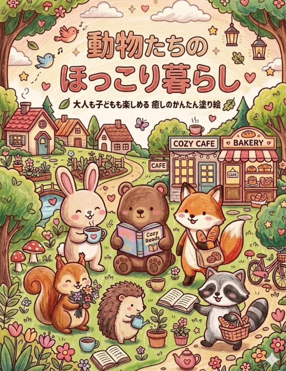 動物たちのほっこり暮らし: 大人も子どもも楽しめる 癒しのかんたん塗り絵 (動物たちのほっこりシリーズ)