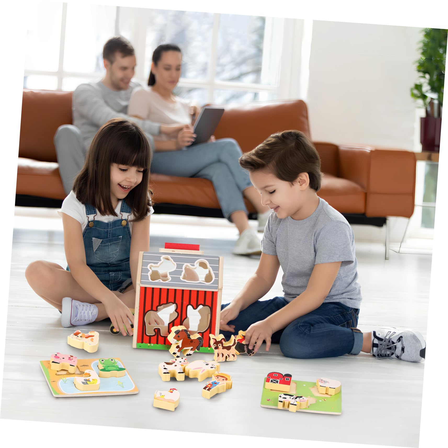 BESTonZON Giocattoli in Legno per Fienili con Figure di Animali da Fattoria Giocattoli Montessori per Ragazzo Ragazza di Anni Attività Prescolari in Legno Sicuro e Robusto