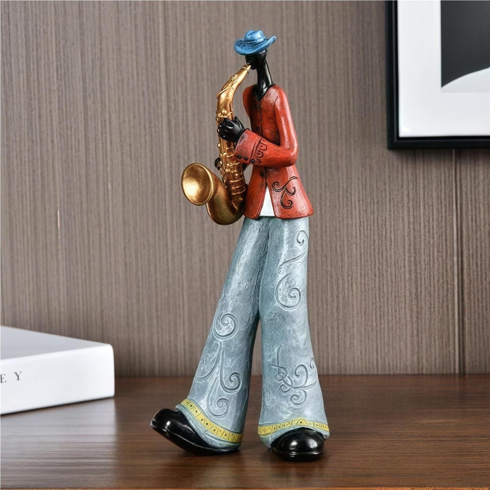 Figurine da collezione Scultura decorativa Banda occidentale Musicista creativo Decorazione Figura Ornamenti Decorazioni per la camera da letto(Saxophone Player)
