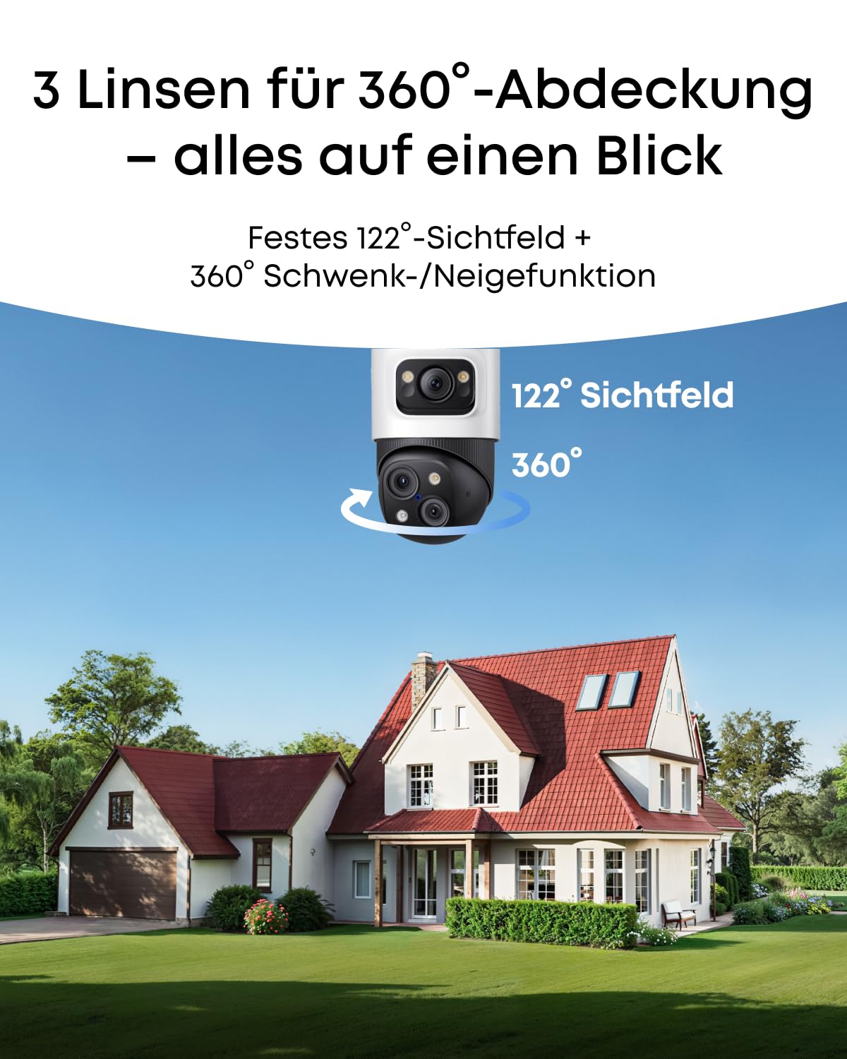 eufy PoE Bullet-PTZ-Kamera S4, Überwachungskamera Außen, Farbnachtsicht | 4K UHD, 24/7-Recordingeufy, 360° Schwenk/Neige, KI-Tracking, verkabelte Außenkamera, PoE Plug&Play, 3-Linsen, 122° Weitwinkel