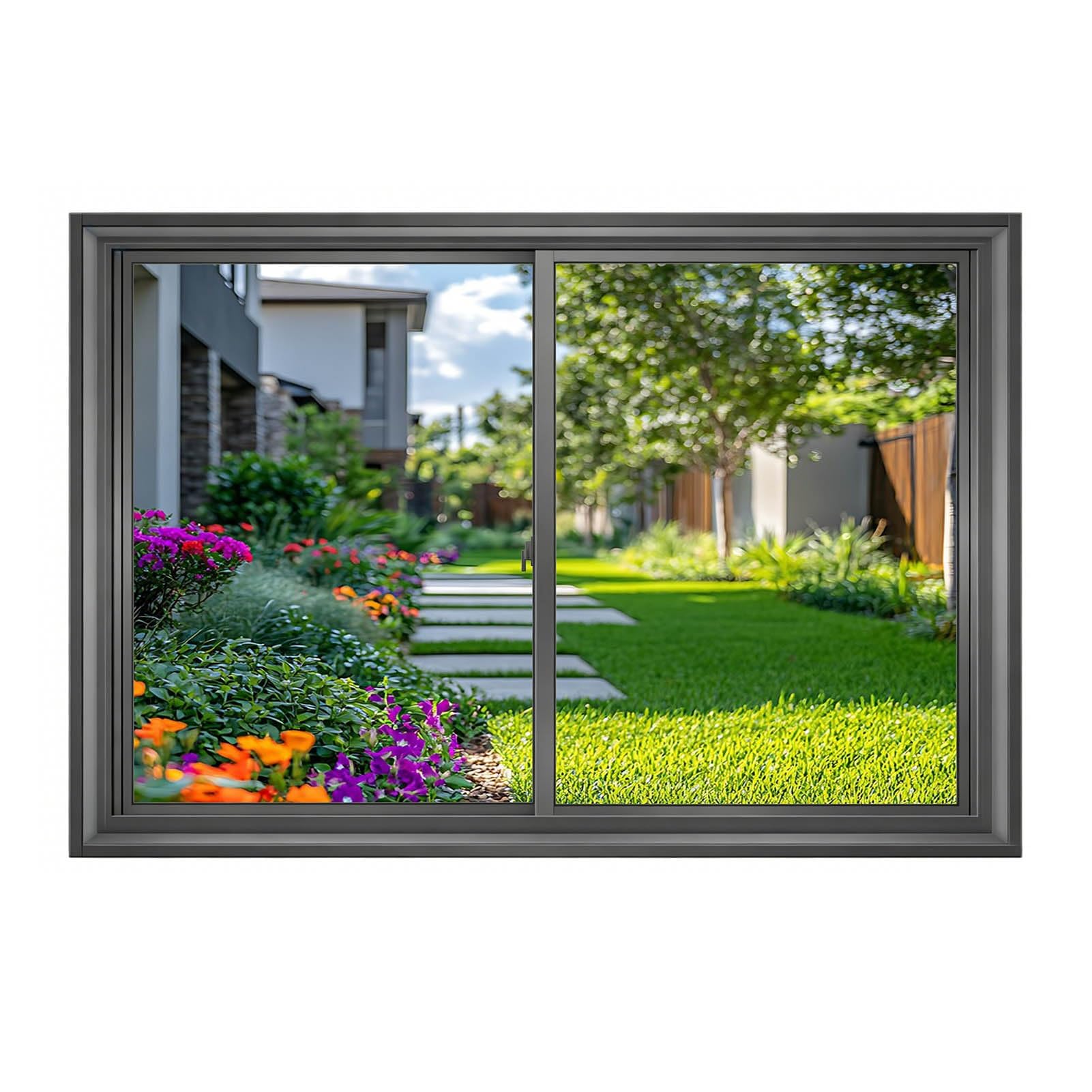 Ventana pequeña para sótano con cristal templado resistente de 5mm y marco negro