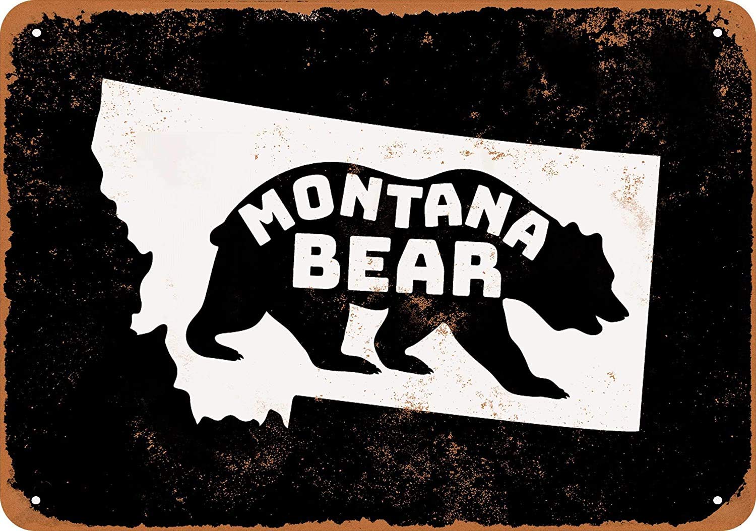 Montana State (Black Background) Vintage Look Metal Sign Funny Aluminum Tin Sign Post 8 x 12