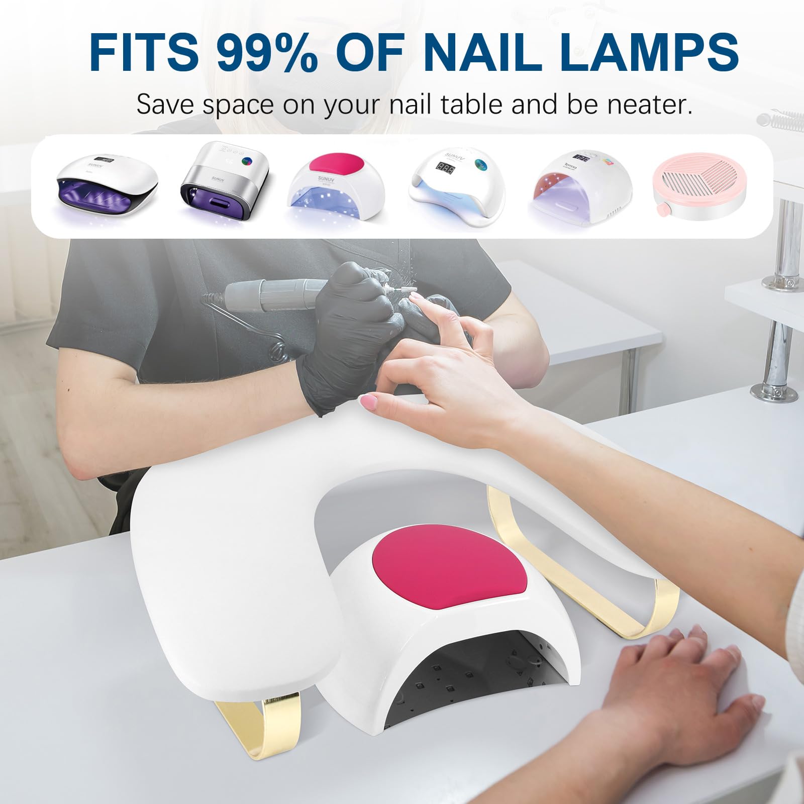 Reposabrazos para Nail Tech, soporte de brazo de manicura en forma de U, reposabrazos de uñas para reposamanos Nail Tech con soporte de acero inoxidable